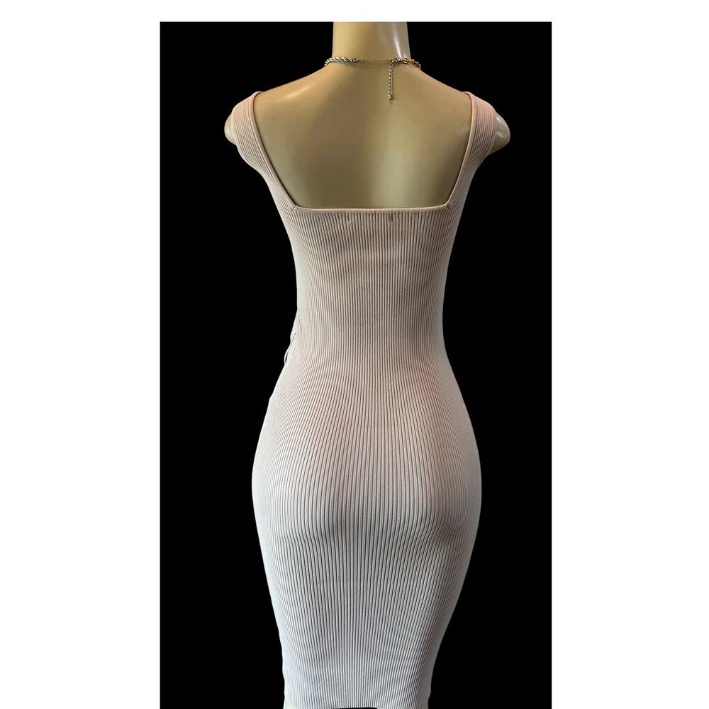 Women's Sleeveless Ribbed Midi  Dress Stretchy Viscose S M L new - Picture 4 of 8